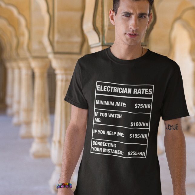 T-shirt Graphique des taux de l'électricien drôle (Electrician)