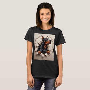 T-Shirt Graphique Doberman Pinscher Papier Déchiré