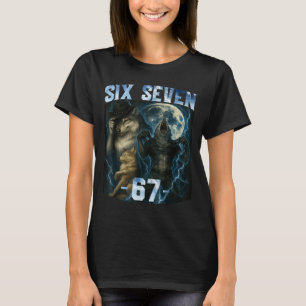 T-shirt graphique drôle 67 Alpha Wolf Six Sept Hum