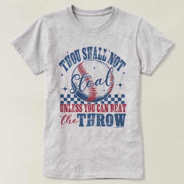 T-shirt graphique drôle de baseball - Tu ne volera (Design devant)