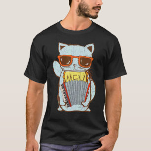 T-shirt Graphique du lecteur Accordion Lecture Chat