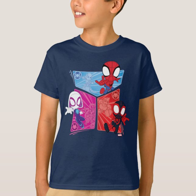 T-shirt Graphique du panneau d'action de l'équipe Spidey (Devant)