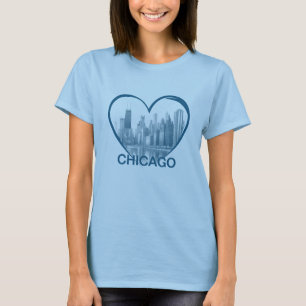 T-shirt graphique en coeur de Chicago Skyline