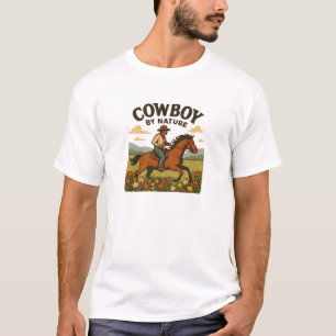 T-shirt Graphique Fleur de Cow-Boy de la Nature