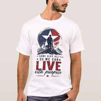 T-Shirt Graphique Hommage Patriotique de Style Amé
