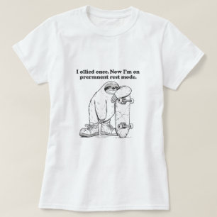 T-Shirt Graphique Humoristique Skateur Paresseux