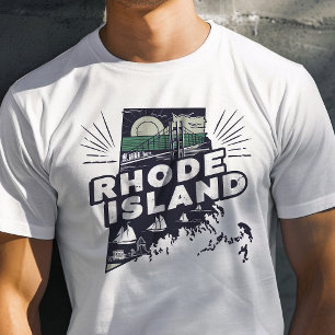 T-shirt Graphique Iconique de Voyage Rétro Rhode Island