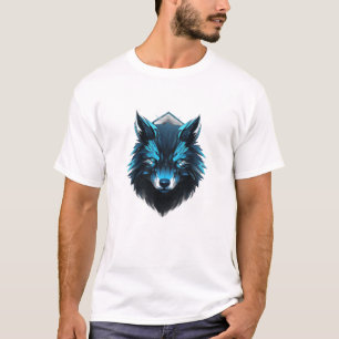 T-Shirt Graphique Loup Cyber Bleu