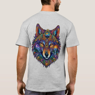 T-shirt graphique loup géométrique coloré - Artist
