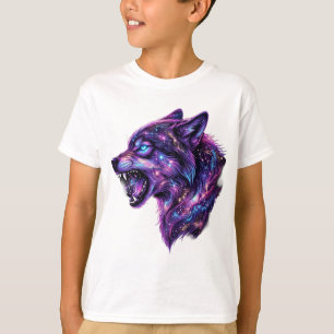 T-Shirt Graphique Loup Hurlant Galaxie Cosmique Cé