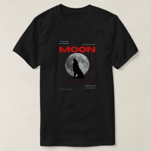 T-Shirt Graphique Loup Lune Noir Esthétique