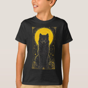 T-shirt graphique Lune dorée Loup noir – Animaux f
