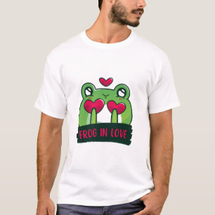 T-shirt graphique mignon avec grenouille amoureuse