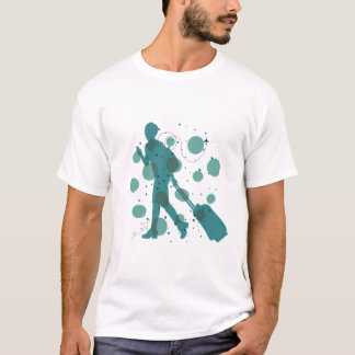 T-shirt graphique Minimal Traveler avec valise
