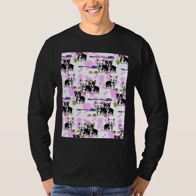 T-shirt Graphique Motif de Boston Terrier Pixelart (Devant)