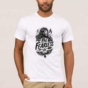 T-Shirt Graphique Motivant Crête Lion Sans Peur