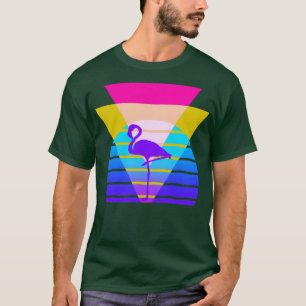 T-shirt Graphique nostalgique Flamant rose des années 80