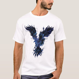 T-Shirt Graphique Oiseau Phénix Bleu Volant - clas
