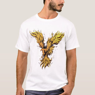 T-Shirt Graphique Oiseau Phénix Doré Volant - Clas