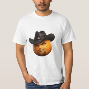 T-shirt graphique orange avec cow-boy grincheux, h