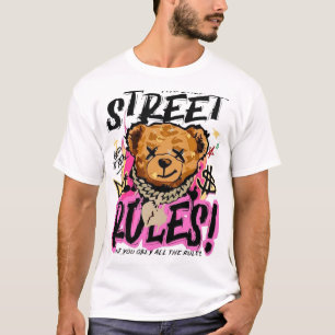 T-Shirt Graphique Ours Urbain Règles de la Rue