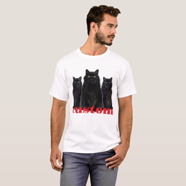 T-Shirt graphique Personnalisé en chats noirs (Devant entier)