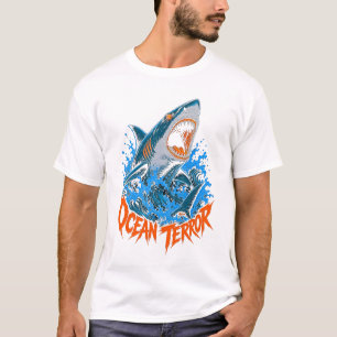 T-shirt graphique pour hommes Requin Terreur Océan