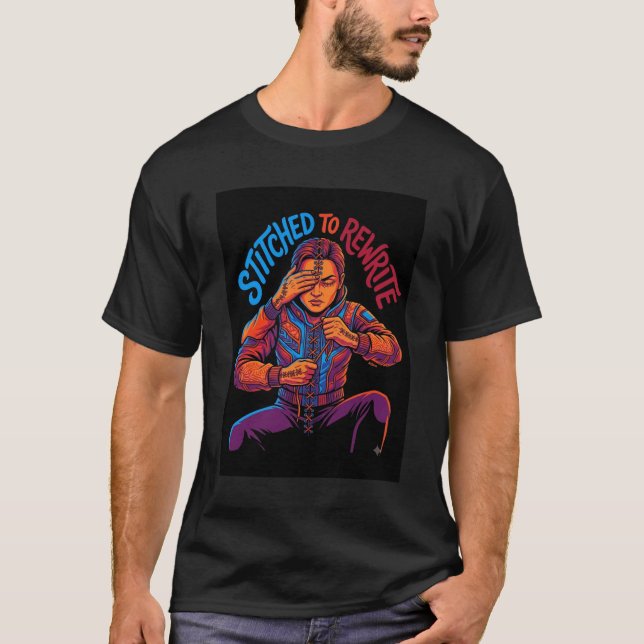 T-Shirt Graphique Réécrit à Points Comptés (Devant)