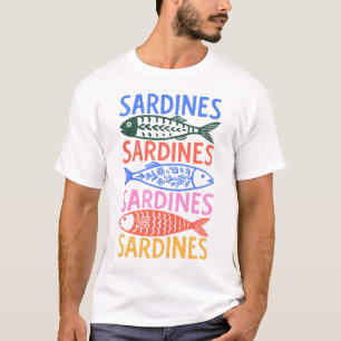 T-Shirt Graphique Sardines d'Été Italien Coloré
