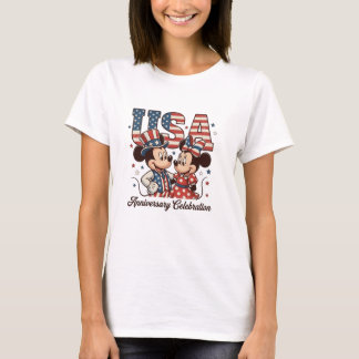 T-Shirt Graphique Souris Patriotique Rétro, USA Vi