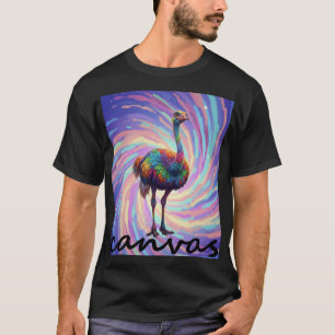 t-shirt graphique vibrant, design d'autruche color