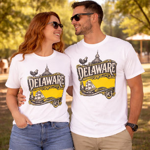 T-Shirt Graphique Vintage de l'État du Delaware