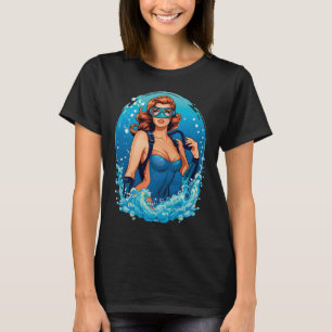 T-shirt Graphique vintage Design Femme Plongeur de plongée