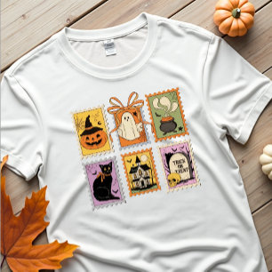T-shirt graphique vintage Halloween avec timbres p