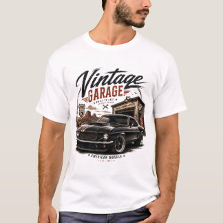 T-Shirt graphique vintage Mustang Route 66 Garage