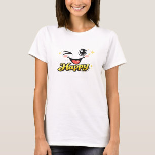 T-shirt graphique visage souriant mignon pour femm