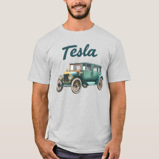 T-Shirt Graphique Voiture Électrique Classique Vin