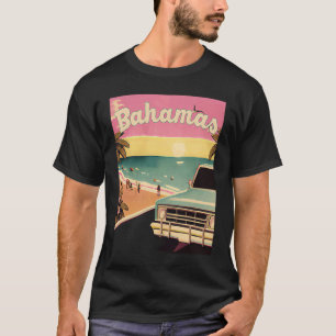 T-shirt Graphiques de vacances rétro de plage des Bahamas 