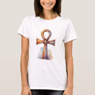 T-shirt Graphisme aquarelle Ankh doré