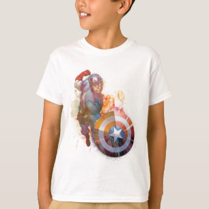 T-shirt Graphisme aquarelle Captain America
