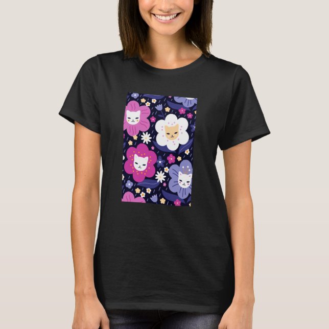 T-shirt Graphisme Carly Watts Chat Fleurs Threadless (Devant)