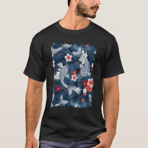 T-shirt Graphisme de carpe koï Sakura fleur de cerisier ja