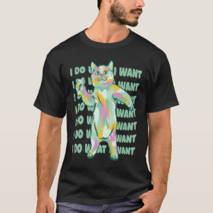 T-shirt Graphisme de chat dansant avec éclaboussures de pe