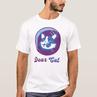 T-shirt Graphisme de chat de dessin animé fantaisiste - Bl