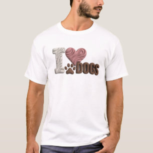 T-shirt Graphisme de designer I LOVE DOGS blanc moderne