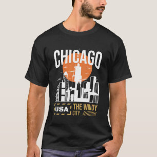 T-shirt Graphisme de la skyline de Chicago États-Unis Co