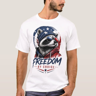 T-shirt Graphisme de liberté de raton laveur patriotique