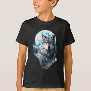 T-shirt Graphisme de Loup Hurlant sous la pleine lune