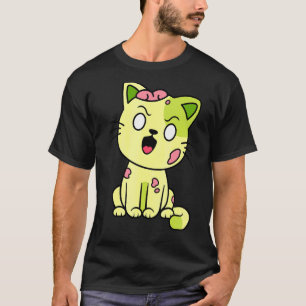 T-shirt Graphisme de monstre mignon chat zombie Halloween