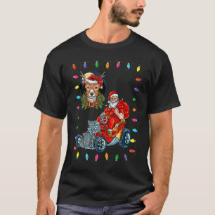 T-shirt Graphisme de Noël Chien Pug Saint Nicolas Voiture